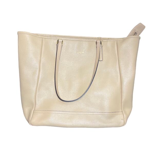 Coach NorthSouth City Leather‎ Tote # 23821 Beige Tan Womens